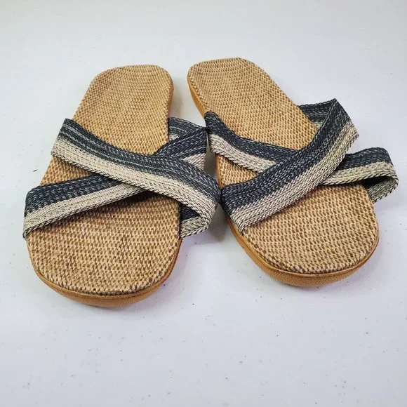 Shein Womens Natural Minimalist Cross Strap Slide Sandals CN42 - Picture 2 of 7